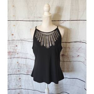 White House Black Market Embroidered Neckline Halter Top Size Large NWT